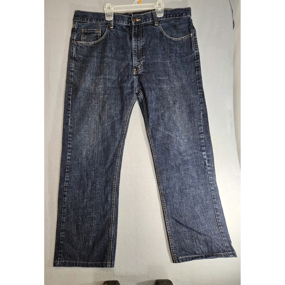 Unbranded Men's Blue Solid Denim Straight-Leg Jeans Regular Fit 38 X 28